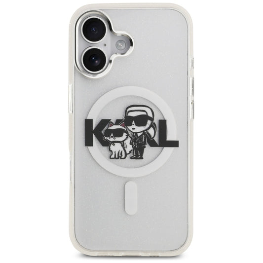 Futrola MagSafe za Apple iPhone 17, Karl Lagerfeld, IML Sketch Logo Glitter Karl & Choupette, Transparentna