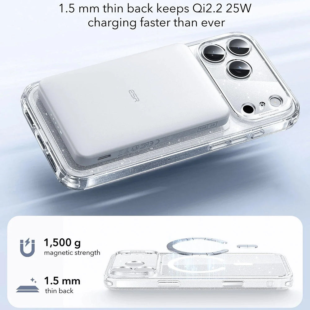 Futrola MagSafe za Apple iPhone 17 Pro, ESR, Classic Hybrid Shimmer, Transparentna