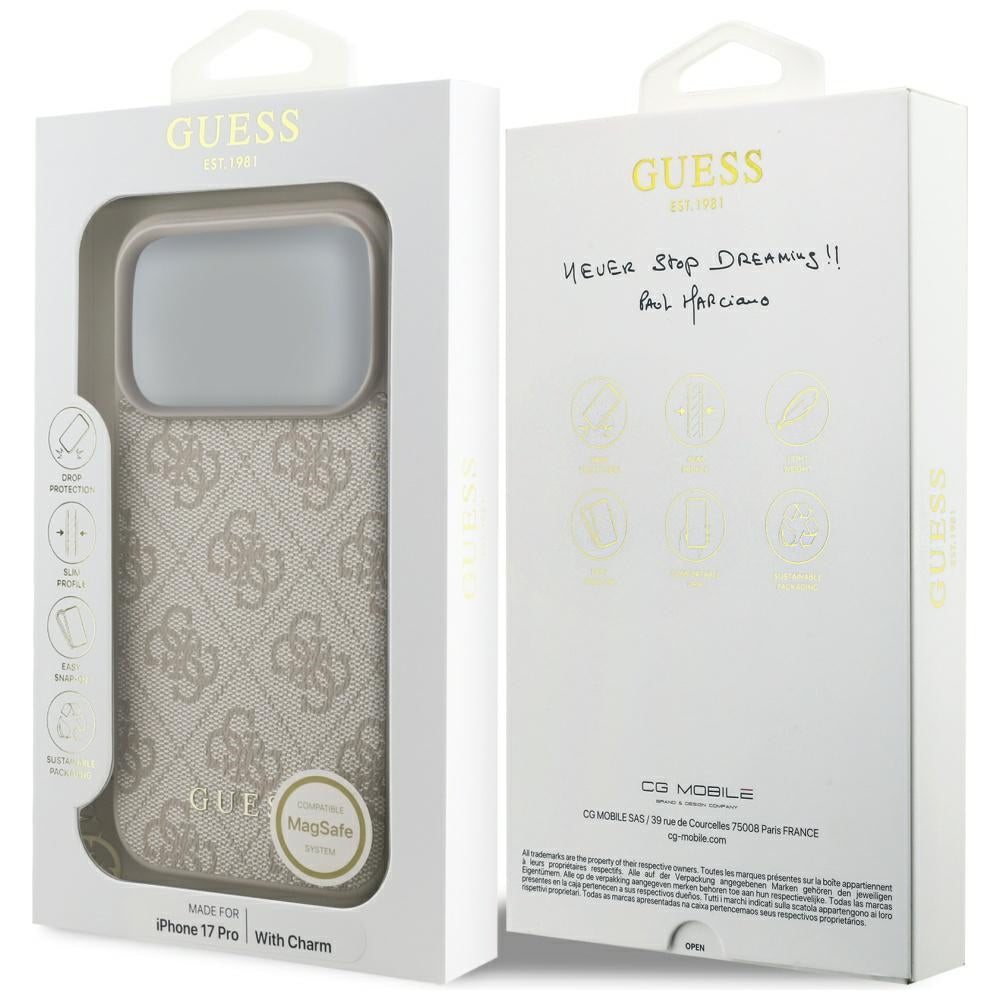Futrola MagSafe za Apple iPhone 17 Pro, Guess, 4G Charm Cradle, Roze