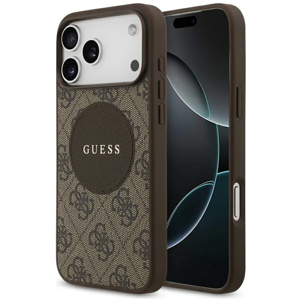 Futrola MagSafe za Apple iPhone 17 Pro, Guess, 4G Circle Classic Logo, Braon