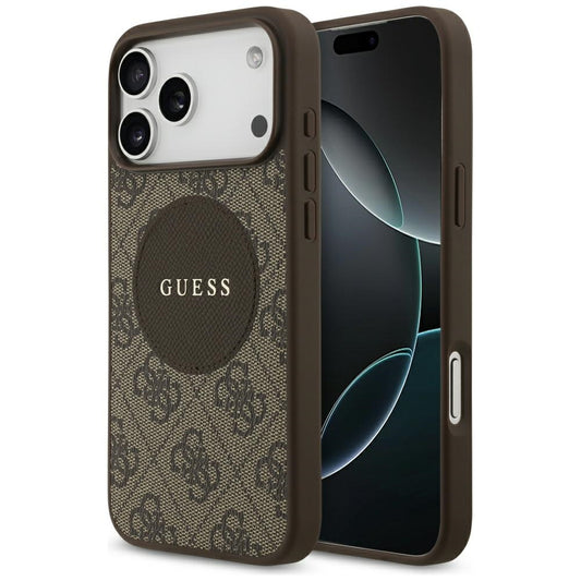 Futrola MagSafe za Apple iPhone 17 Pro, Guess, 4G Circle Classic Logo, Braon