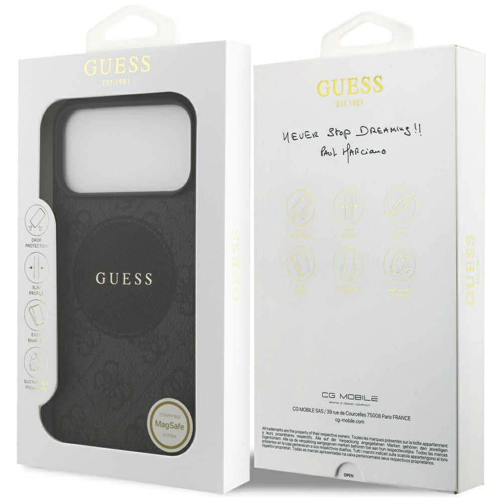 Futrola MagSafe za Apple iPhone 17 Pro, Guess, 4G Circle Classic Logo, Crna