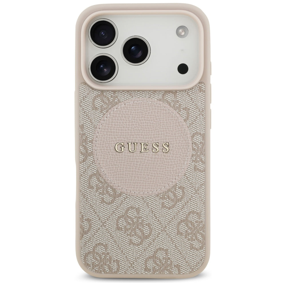 Futrola MagSafe za Apple iPhone 17 Pro, Guess, 4G Circle Classic Logo, Roze