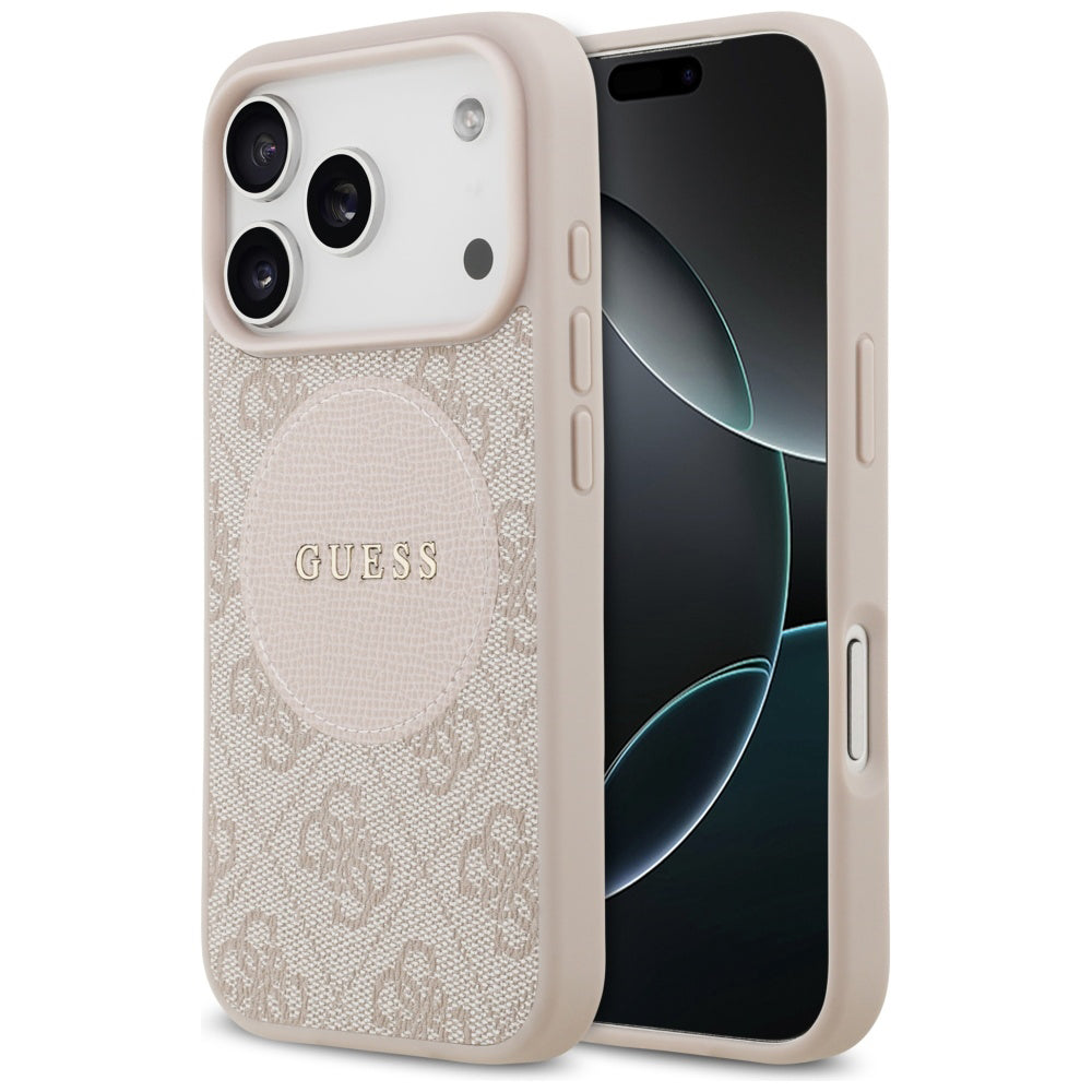Futrola MagSafe za Apple iPhone 17 Pro, Guess, 4G Circle Classic Logo, Roze