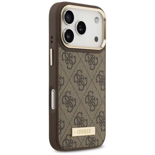 Futrola MagSafe za Apple iPhone 17 Pro, Guess, 4G Logo Plate, Braon