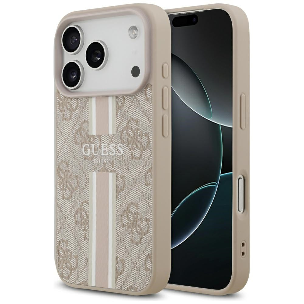 Futrola MagSafe za Apple iPhone 17 Pro, Guess, 4G Printed Stripes, Roze