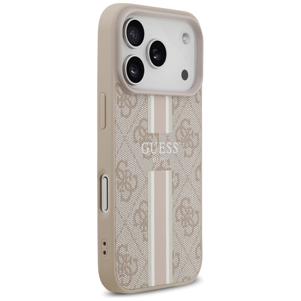 Futrola MagSafe za Apple iPhone 17 Pro, Guess, 4G Printed Stripes, Roze