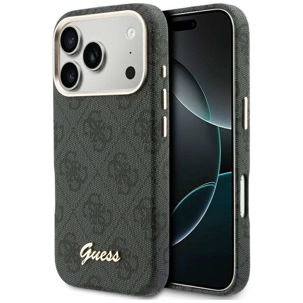 Futrola MagSafe za Apple iPhone 17 Pro, Guess, 4G Script Logo, Crna