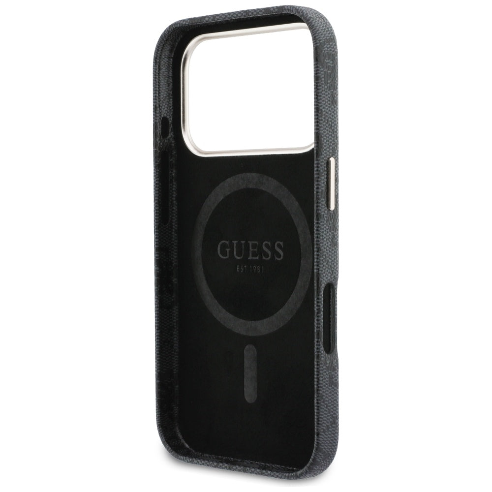 Futrola MagSafe za Apple iPhone 17 Pro, Guess, 4G Script Logo, Crna