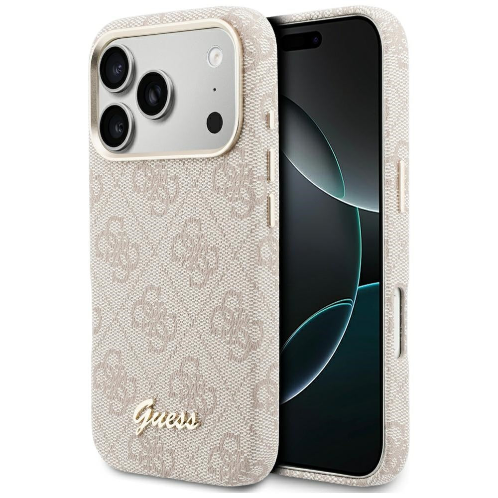 Futrola MagSafe za Apple iPhone 17 Pro, Guess, 4G Script Logo, Roze