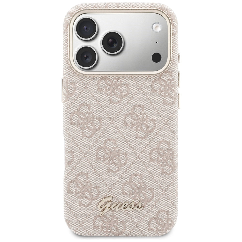 Futrola MagSafe za Apple iPhone 17 Pro, Guess, 4G Script Logo, Roze