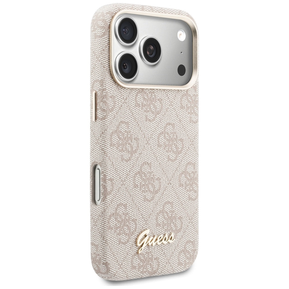 Futrola MagSafe za Apple iPhone 17 Pro, Guess, 4G Script Logo, Roze