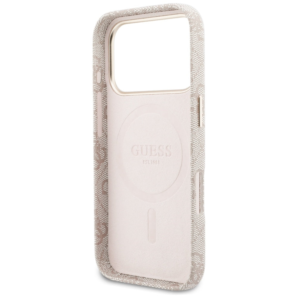 Futrola MagSafe za Apple iPhone 17 Pro, Guess, 4G Script Logo, Roze