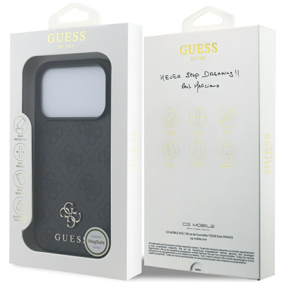 Futrola MagSafe za Apple iPhone 17 Pro, Guess, 4G Small and Classic Logo, Crna