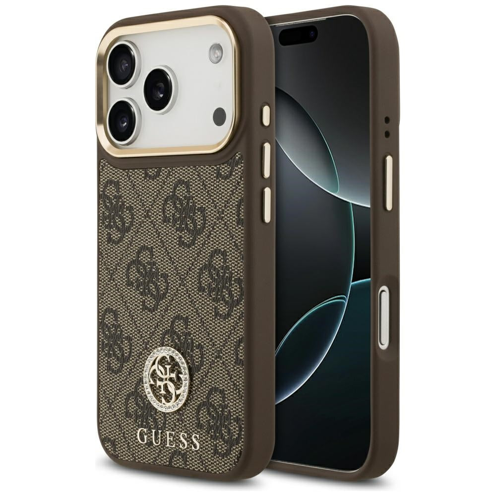 Futrola MagSafe za Apple iPhone 17 Pro, Guess, 4G Strass Logo, Braon