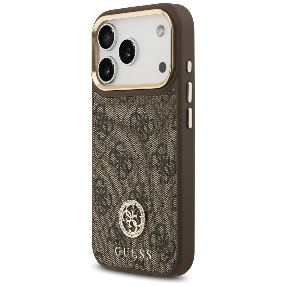 Futrola MagSafe za Apple iPhone 17 Pro, Guess, 4G Strass Logo, Braon