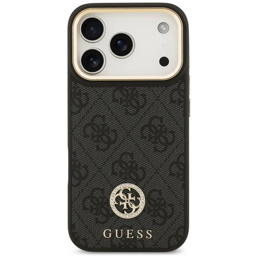 Husa MagSafe za Apple iPhone 17 Pro, Guess, 4G Strass Logo, Crna