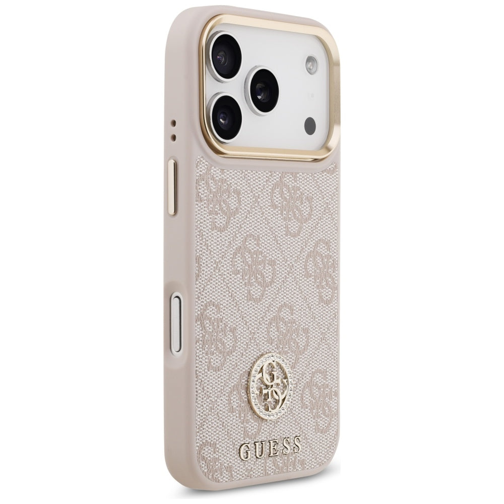 Futrola MagSafe za Apple iPhone 17 Pro, Guess, 4G Strass Logo, Roze