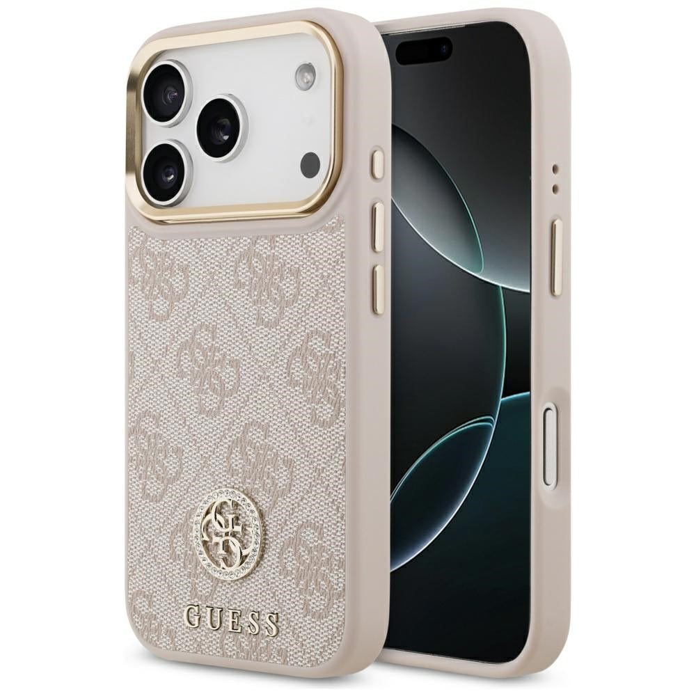 Futrola MagSafe za Apple iPhone 17 Pro, Guess, 4G Strass Logo, Roze