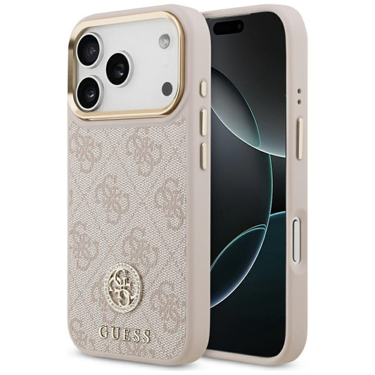 Futrola MagSafe za Apple iPhone 17 Pro, Guess, 4G Strass Logo, Roze