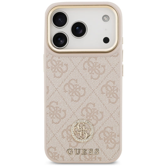 Futrola MagSafe za Apple iPhone 17 Pro, Guess, 4G Strass Logo, Roze