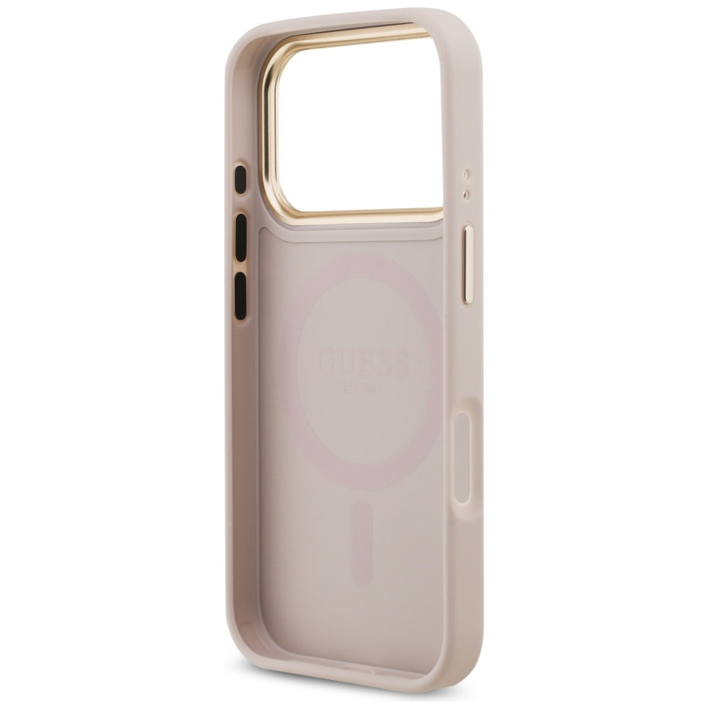 Futrola MagSafe za Apple iPhone 17 Pro, Guess, 4G Strass Logo, Roze