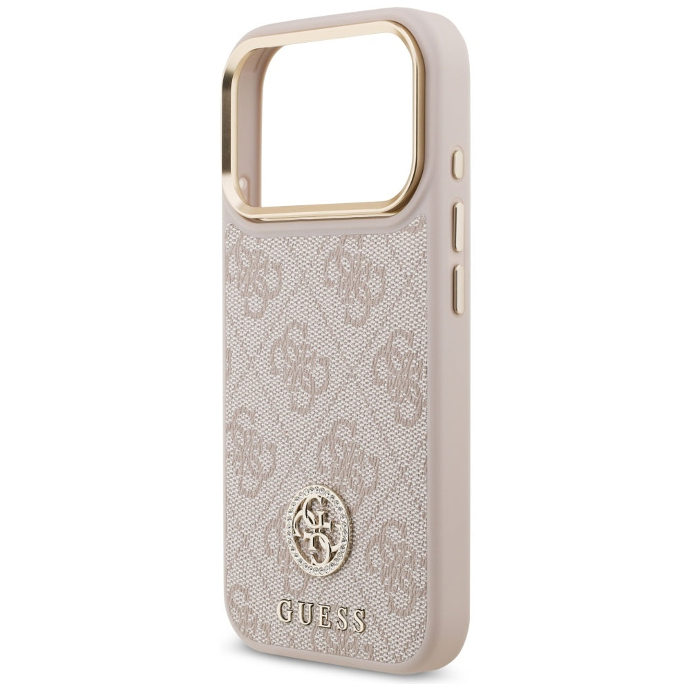 Futrola MagSafe za Apple iPhone 17 Pro, Guess, 4G Strass Logo, Roze