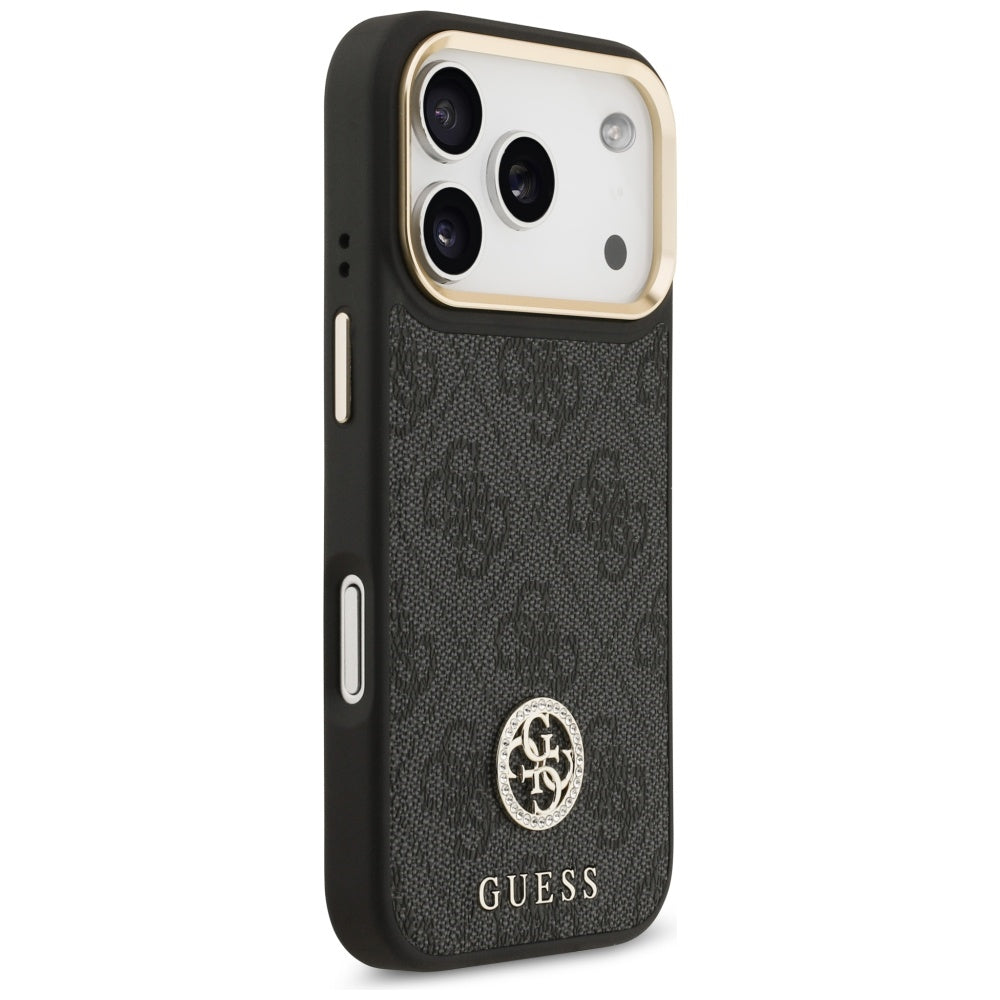 Futrola MagSafe za Apple iPhone 17 Pro, Guess, 4G Strass Logo sa Velikom Trakom, Crna
