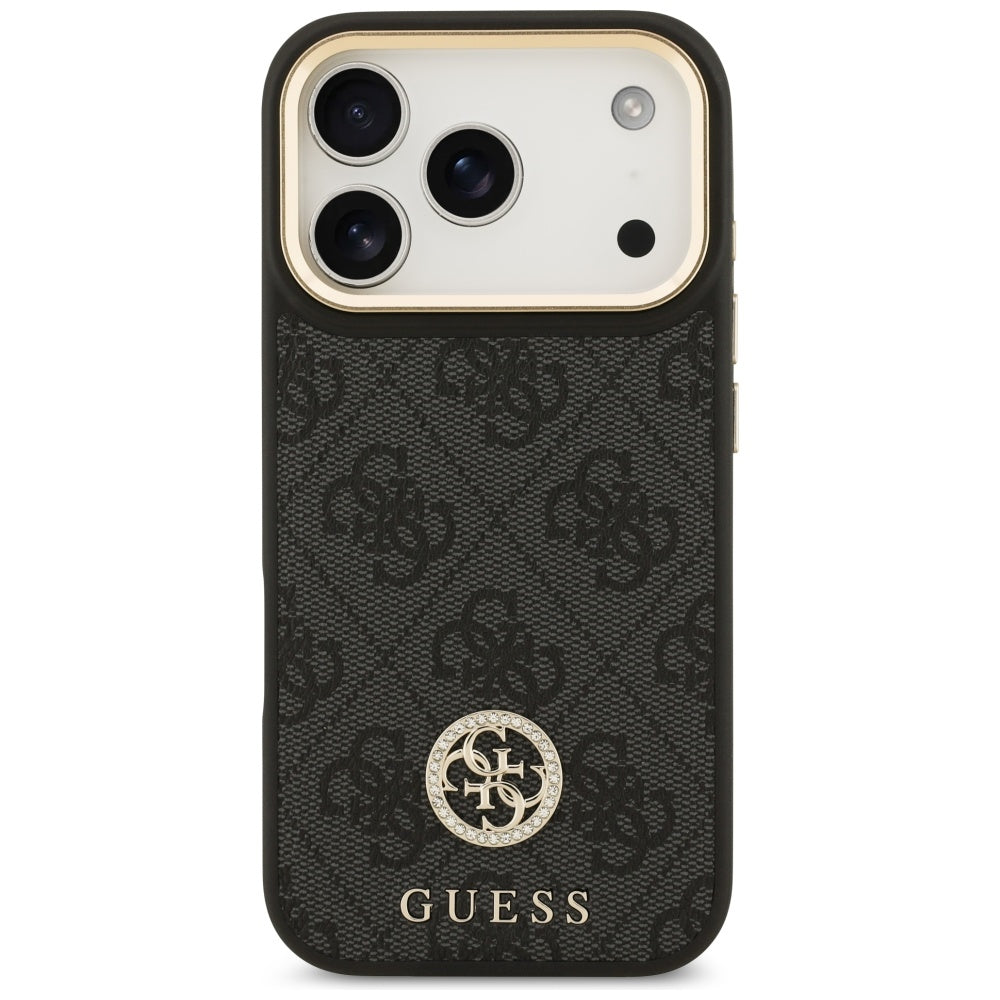 Futrola MagSafe za Apple iPhone 17 Pro, Guess, 4G Strass Logo sa Velikom Trakom, Crna