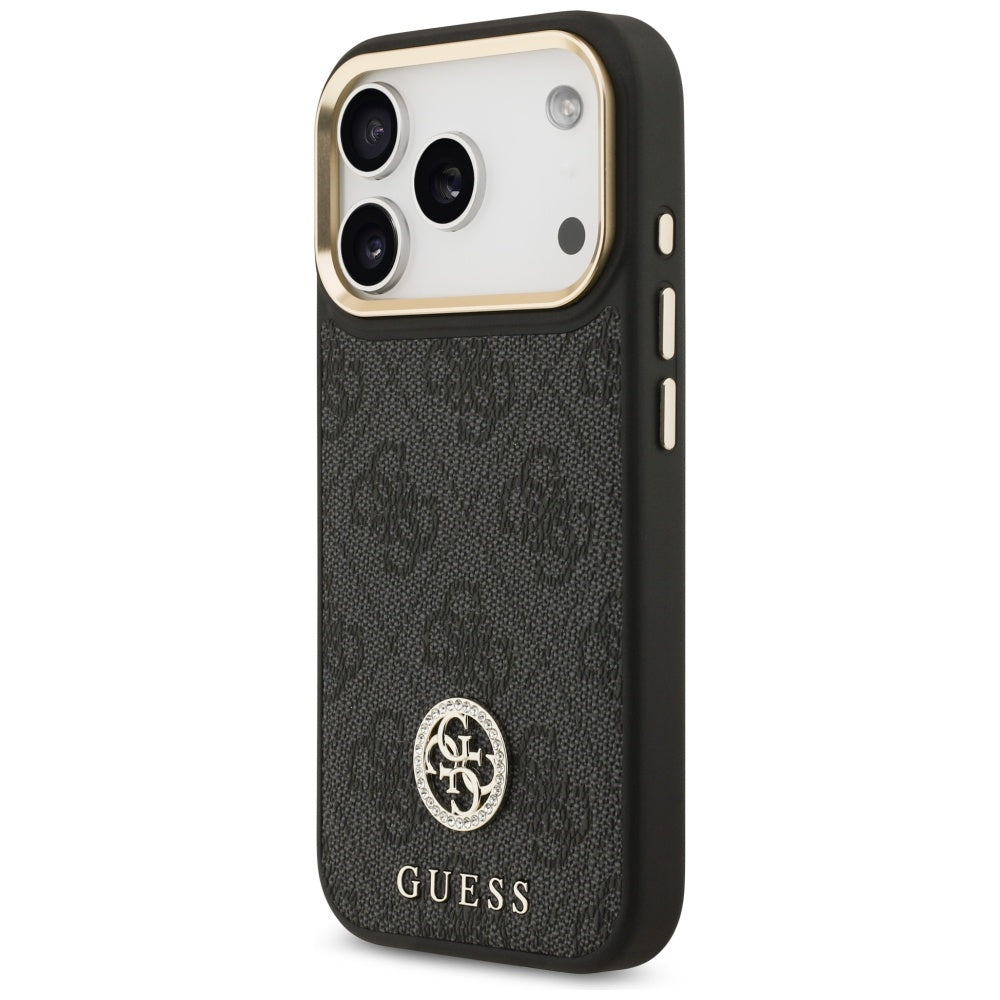 Futrola MagSafe za Apple iPhone 17 Pro, Guess, 4G Strass Logo sa Velikom Trakom, Crna