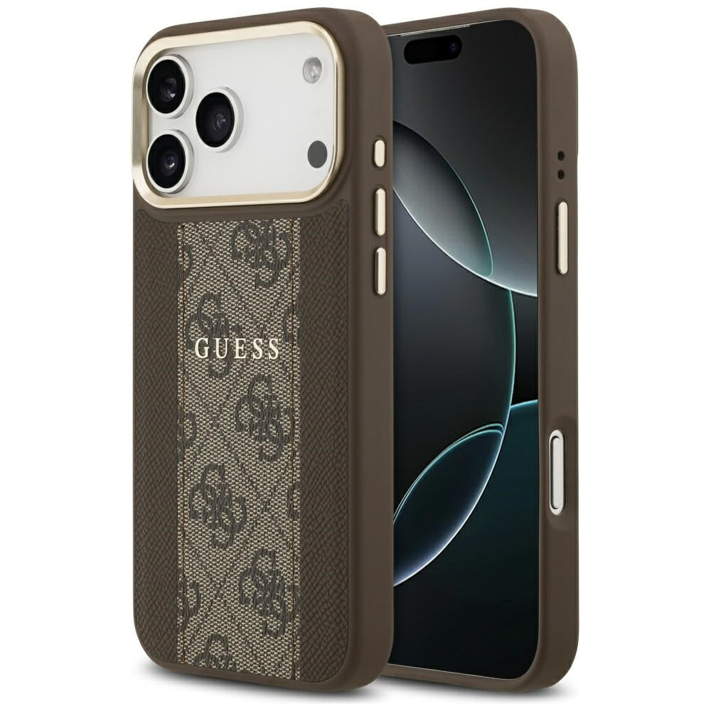 Futrola MagSafe za Apple iPhone 17 Pro, Guess, 4G Stripe, Braon