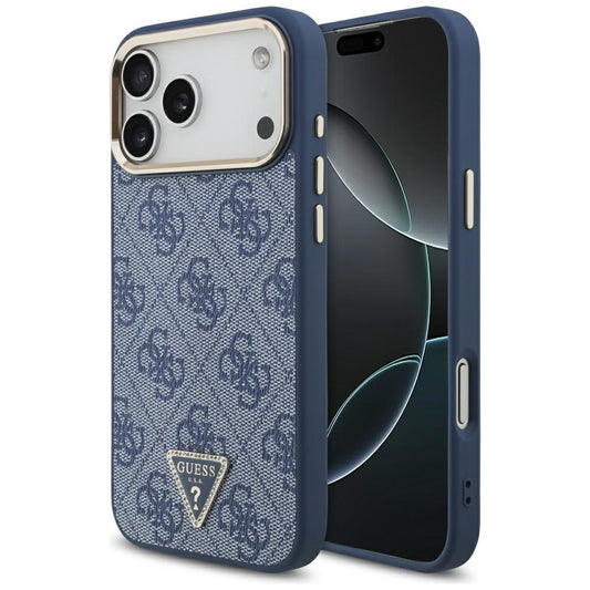 Futrola MagSafe za Apple iPhone 17 Pro, Guess, 4G Triangle Logo, Plavo Zlatna