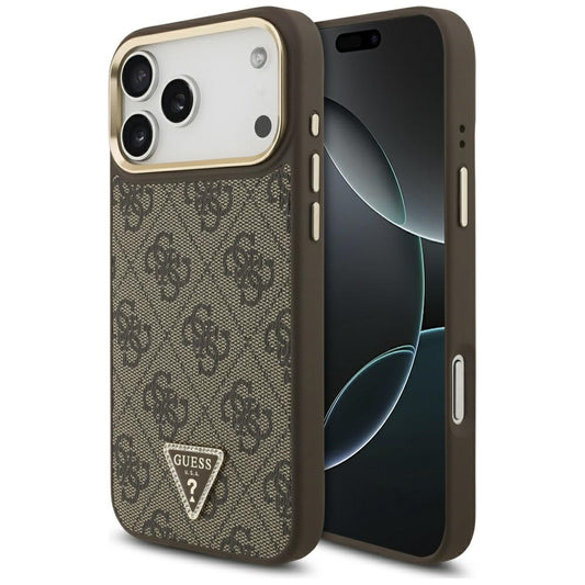 Futrola MagSafe za Apple iPhone 17 Pro, Guess, 4G Triangle Logo, Zlatno Braon