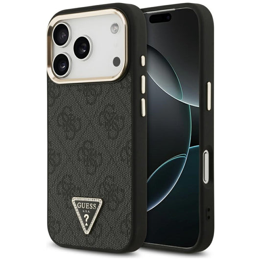 Futrola MagSafe za Apple iPhone 17 Pro, Guess, 4G Triangle Logo, Crno Zlatna