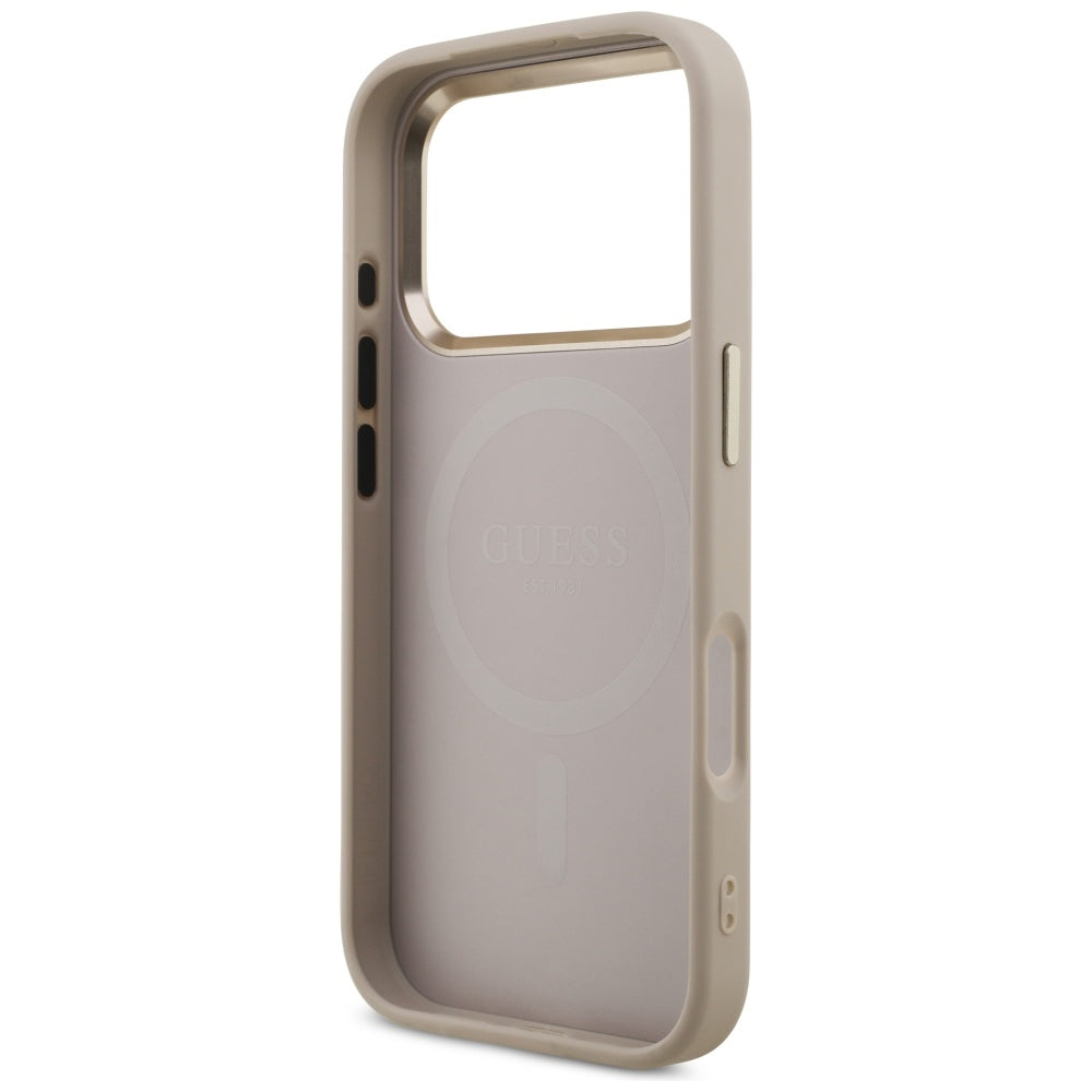 Futrola MagSafe za Apple iPhone 17 Pro, Guess, 4G Triangle Logo, Zlatno Roze