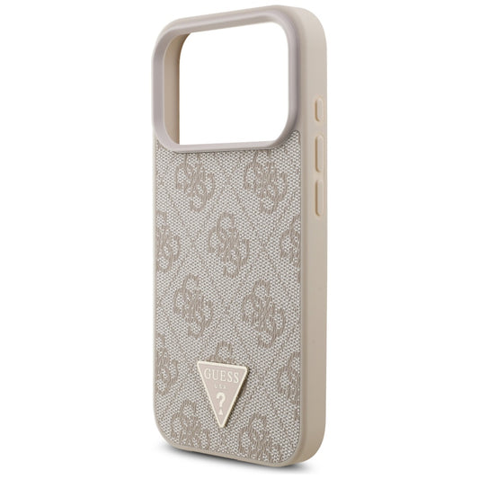 Futrola MagSafe za Apple iPhone 17 Pro, Guess, 4G Triangle Logo with Pearl Strap, Roze