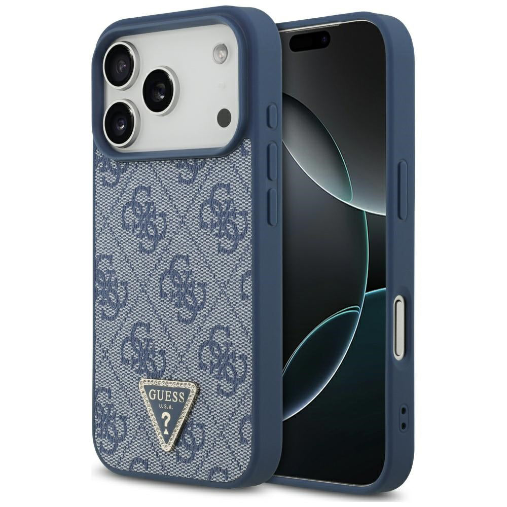 Futrola MagSafe za Apple iPhone 17 Pro, Guess, 4G Triangle Strass, Plava