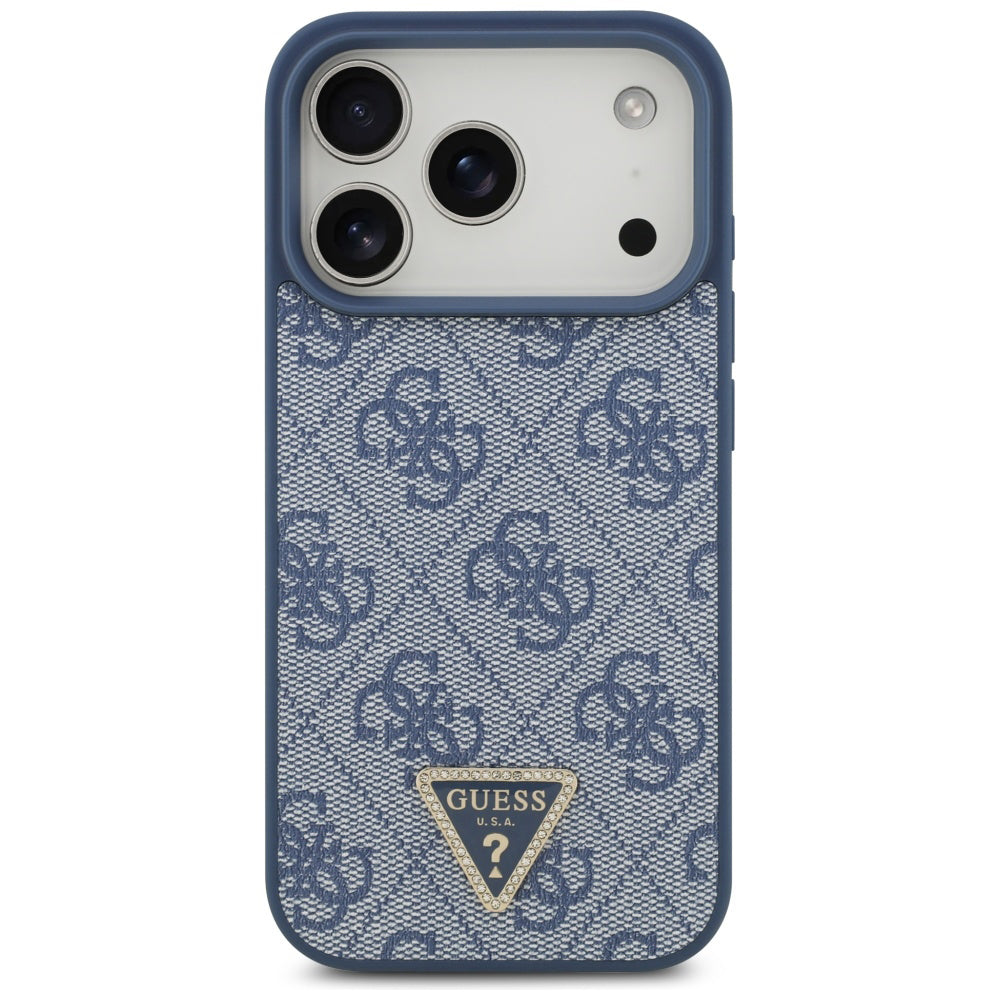 Futrola MagSafe za Apple iPhone 17 Pro, Guess, 4G Triangle Strass, Plava