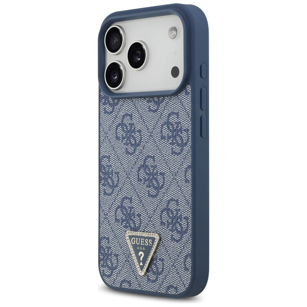 Futrola MagSafe za Apple iPhone 17 Pro, Guess, 4G Triangle Strass, Plava