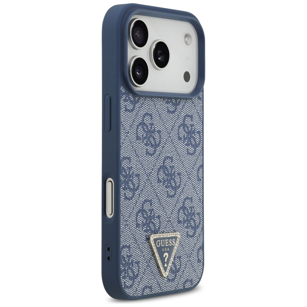 Futrola MagSafe za Apple iPhone 17 Pro, Guess, 4G Triangle Strass, Plava
