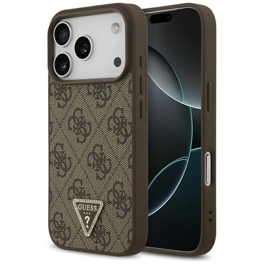 Futrola MagSafe za Apple iPhone 17 Pro, Guess, 4G Triangle Strass, Braon