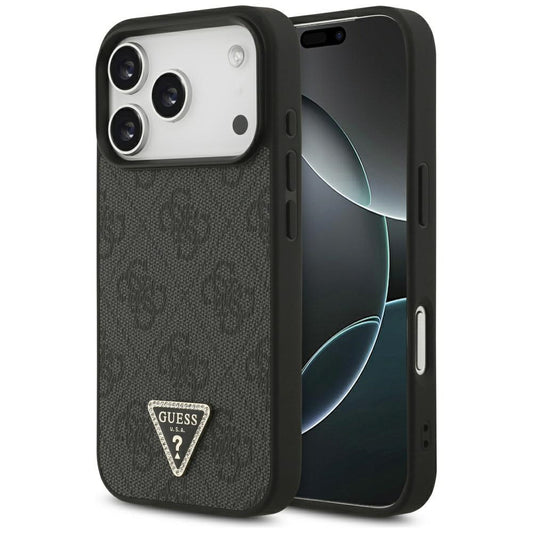 Futrola MagSafe za Apple iPhone 17 Pro, Guess, 4G Triangle Strass, Crna