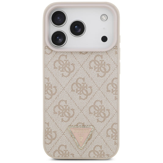 Futrola MagSafe za Apple iPhone 17 Pro, Guess, 4G Triangle Strass, Roze