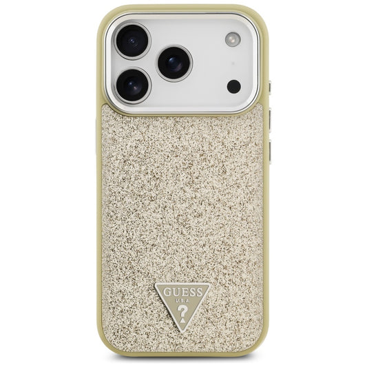 Husa MagSafe za Apple iPhone 17 Pro, Guess, Glitter Triangle Logo, Zlatna