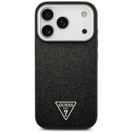 Futrola MagSafe za Apple iPhone 17 Pro, Guess, Glitter Triangle Logo, Crna