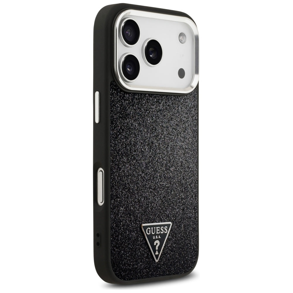 Futrola MagSafe za Apple iPhone 17 Pro, Guess, Glitter Triangle Logo, Crna