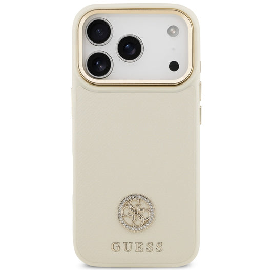 Futrola MagSafe za Apple iPhone 17 Pro, Guess, Grained Strass Logo, Bež