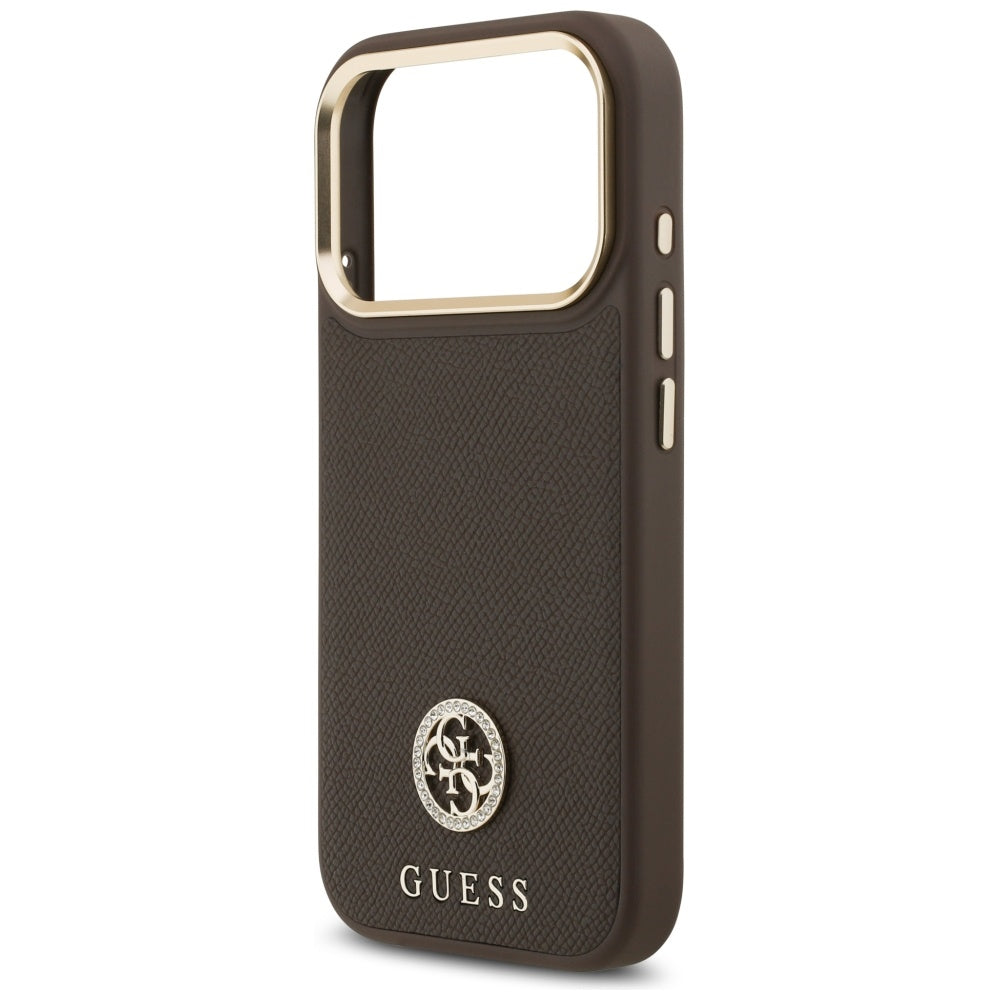 Futrola MagSafe za Apple iPhone 17 Pro, Guess, Grained Strass Logo, Braon