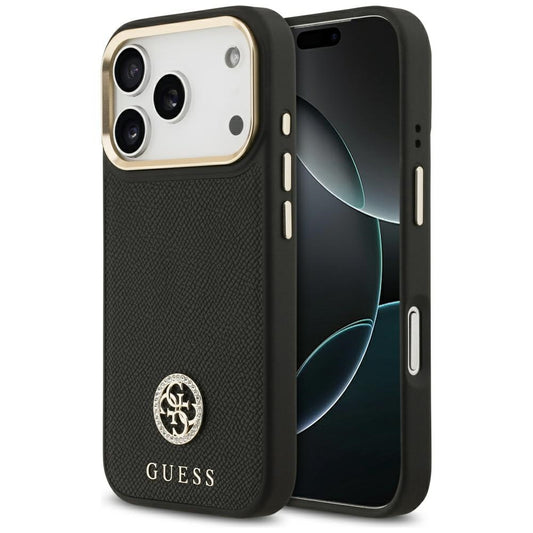 Husa MagSafe za Apple iPhone 17 Pro, Guess, Grained Strass Logo, Crna