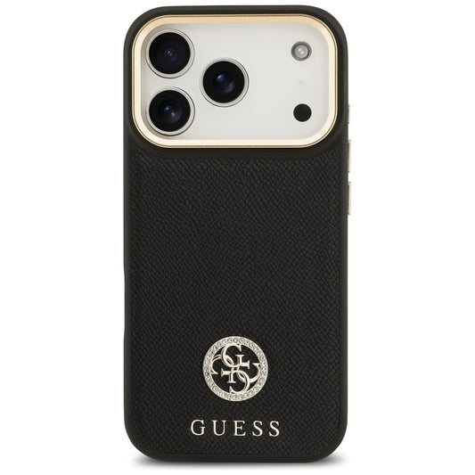 Husa MagSafe za Apple iPhone 17 Pro, Guess, Grained Strass Logo, Crna